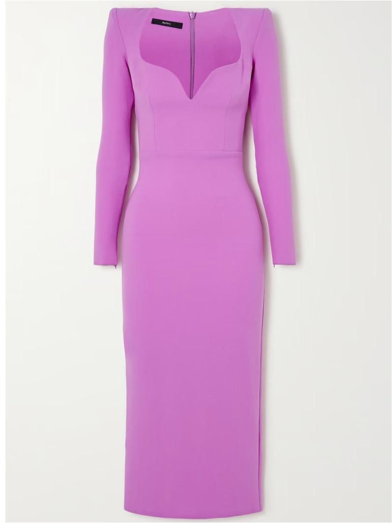 Nwt Alex Perry Maren Orchid Crepe Sweetheart Long Sleeve Midi Dress